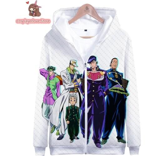 New style JOJOS BIZARRE ADVENTURE digital printing fashion trend loose 3D men and women zipper Hooded sweater