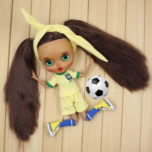 Outfits for Blyth doll A set of Football clothes,Brasil team,with hairband and socks suit for 1/6 azone BJD icy dbs