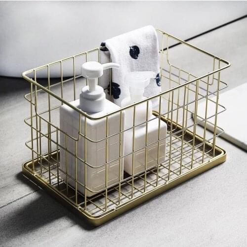 Nordic Luxury Iron Sundries Storage Basket Jar Lotion Bottle Towel Snacks Organizer Tools Kitechen Bathroom Supplier Home DecorF