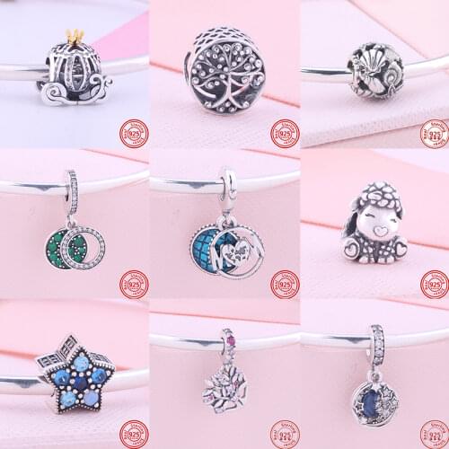 New 100% 925 Sterling SILVER Charms Paw Footprints Beads Cat Love Heart Charms fit Original Pan Bracelet s=Silver 925 Jewelry