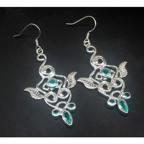 New Arrival Gemstone Green Topaz Shiny Genuine 925 Silver Dangle Drop Hook Earrings Jewelry Gifts for Women Girls 20213698