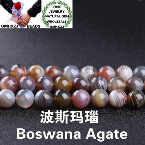 OMHXZJ Wholesale ZB105 568 10 12mm DIY Bracelet Necklace Jewelry Making Accessories Natural Stone Fine Boswana Agate Round Beads