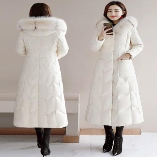 Coat Winter Female Fashion Womens Down Jacket with Real Fox Fur Hooded Warm Duck Down Long Jackets Ladies Coats ZHD0442066