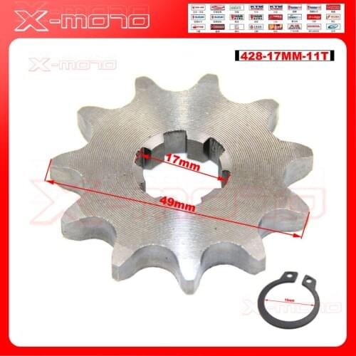 428 11 T Tooth 17mm ID Front Engine Sprocket for CRF XR 50 70 KLX110 TTR Dirt Pit Bike ATV Quad Moped Buggy Scooter Motorcycle