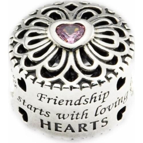 Authentic 925 Sterling Silver Love & Friendship Charms Beads for Jewelry Making Fits Pandora Bracelet DIY S925 Fine Jewelry