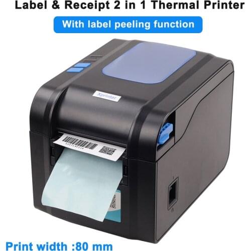 Xprinter Thermal Label And Receipt Printer 2 in 1 POS Bluetooth wireless Barcode Printer 20-80mm 3 Inch with Auto Peel Label