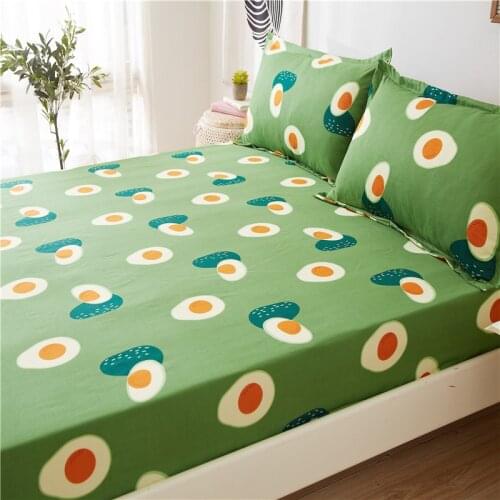 1pc Bed Sheet Without Pillowcase Green Avocado Printed Fitted Sheet Four Corners With Elastic Band 120/150/180cm Bedspread