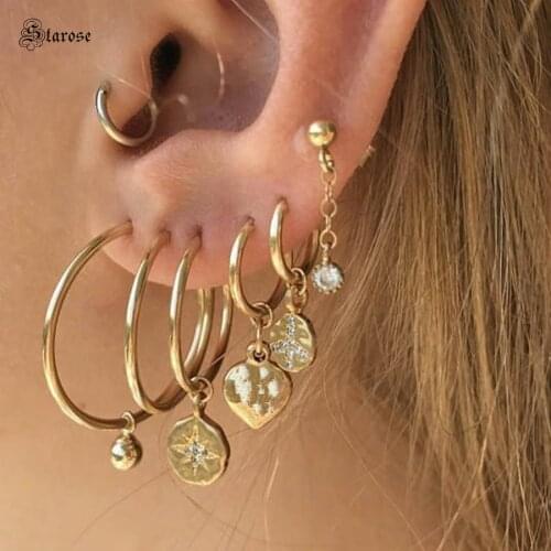 Starose 7pcs Gold Color Hoop Earrings for Women Dangle Earring Conch Ear Piercing Helix Piercing Oreja Pircing de orelha Jewelry