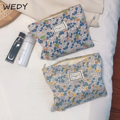 Retro Floral Cosmetic Bag Cotton Fabric Make Up Bag Organizer Necesserie Women Toiletry Bag Large Beauty Pouch Women Day Clutch