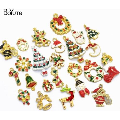 BoYuTe Charms (20 Pieces/Set) Metal Enamel Christmas Charms Diy Hand Made Jewelry Accessories