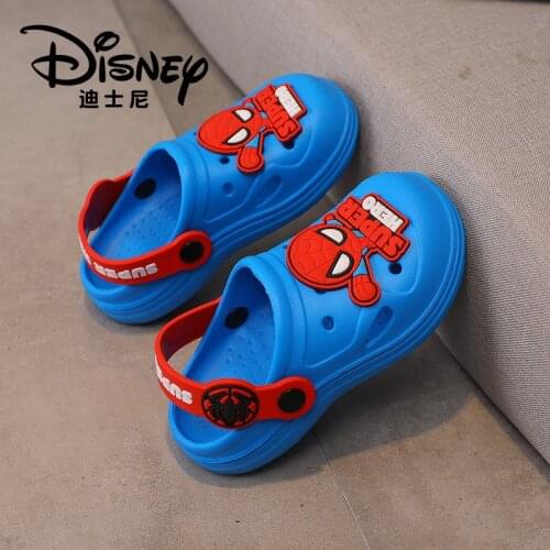 Disney Spiderman Kids Boys Cartoon Slippers For Baby Girls Soft Waterproof Non Slip Hole Girls Beach Shoes Indoor Slipper