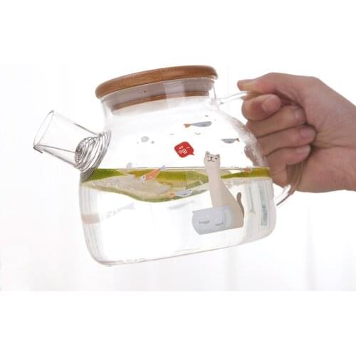 Heat-resistant Glass Water Set Creative Flower Teapot Tea Cup Household Transparent Cooler Cold Water Bottle Tea Strainer Jug