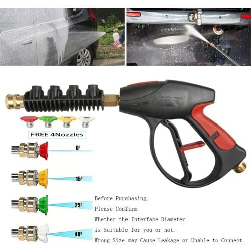 Car High Pressure Water Gun For Pressure Washer Hose 4 Spray Nozzles Garden Washer Accessories For Car Cleaning Windows Washing