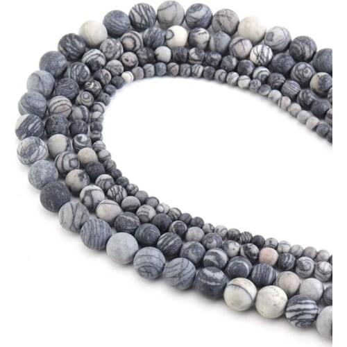 Xinyao Black Network Zebra Stripes Natural Stone loose Beads 15'' Strand 4/6/8/10/12 mm For Jewelry Making Bracelet Necklace