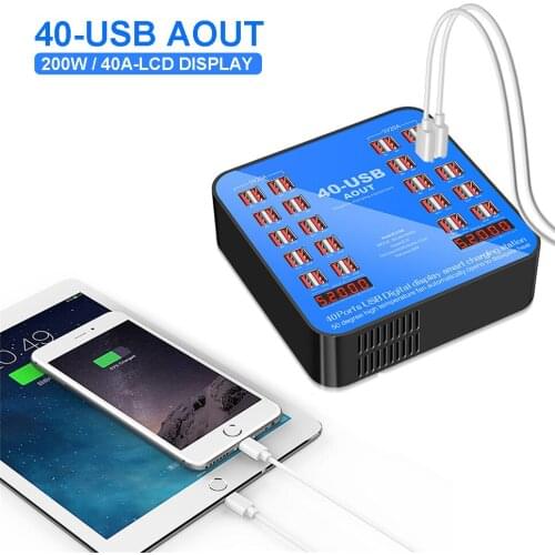 USB Charging Station 40 Ports USB Hub Desktop Fast Charger for iPad iPhone Tablet Cell Phone Speaker Headphone