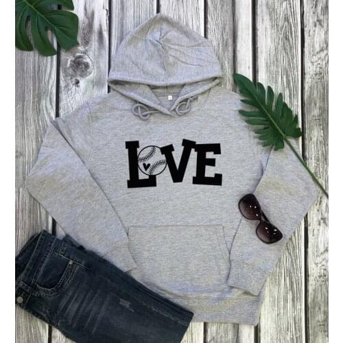 Love Baseball 100%Cotton Hoodies Cute Women Graphic Grunge Pullovers Funny 90s Unisex Game Day Gift Hooded Sweatshirt Streetwear
