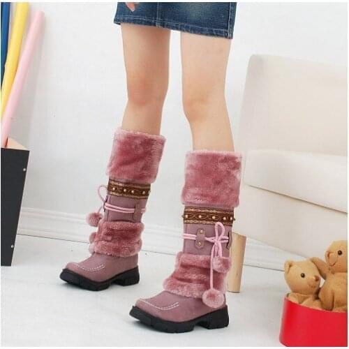 New winter warm knee boots thick skin high heels female shoes fashion sexy snow boots JXX122
