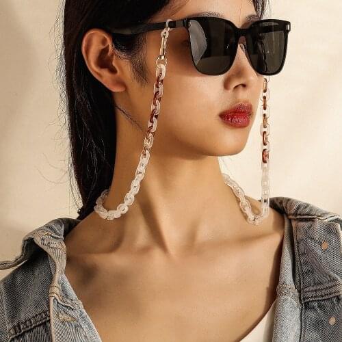 ZV 1Pcs Sunglasses Resin Chain Strap Women Jewelry Transparent Trendy Leopard Necklace Eyewear Lanyard For Mask Holderr Gift