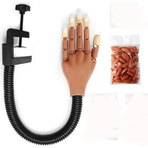 1 Kit DIY Manicure Tool Artificial Nail Training Bendable Hand With Nails Art Tips Display Nail Joint Practice Aid Hand