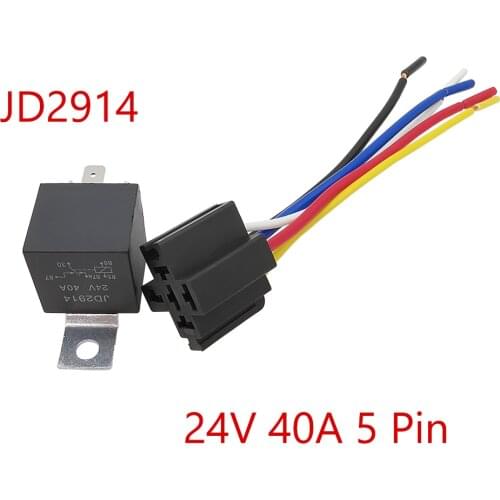 1Pcs 24V 40A 5 Pin Automotive Relay With 5Pin Socket Wire Copper Terminal Waterproof Car Auto Control Device Relay JD2914