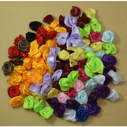 100PCS 18MM Silk Satin Ribbon Bow Flower Sewing Crafts for Wedding Decoration DIY Craft Scrapbooking Decoration