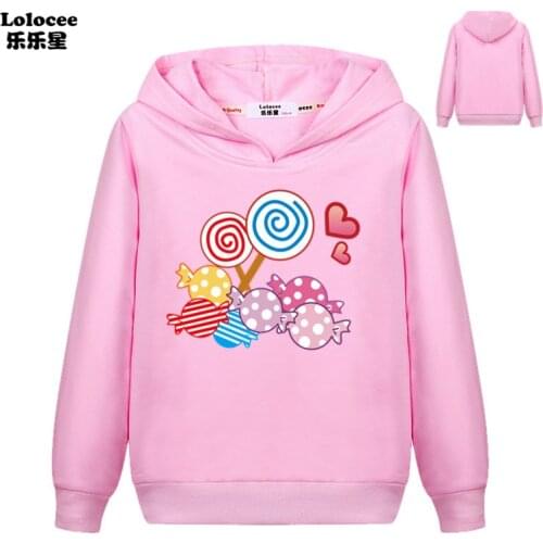 3-14Years Kids Hoodies Fashion Cotton Lollipop Print Sweatshirts for Girls Spring Autumn Baby Girls Sweatshirt 2021 New Arrival