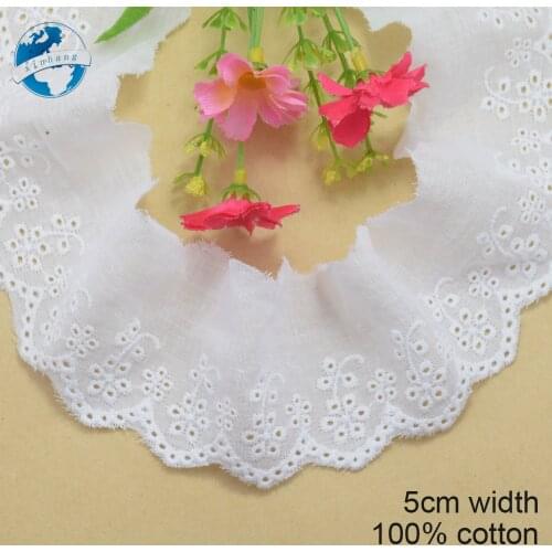 5cm width 100% Cotton embroid lace sewing ribbon guipure trim african lace fabric warp knitting DIY Garment Accessories #3163