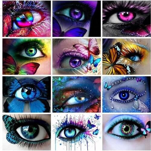 Abstract Diamond Painting Colorful Eye Butterfly 5D Diamond Embroidery Cross Stitch Kit Rhinestone Diamond Mosaic Art Decoration