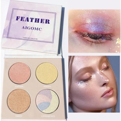 AIGOMC Makeup Illuminator Highlighter Palette Face Glow Kit Contour Highlight Powder Make Up Shimmer Brightener Facial Shining