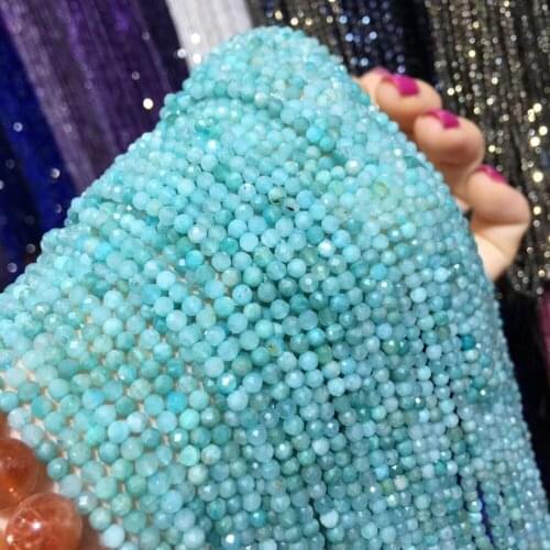 Natural stone Faceted Small Beads Amazonite Loose isolation Beads for jewelry making DIY necklace bracelet accessories