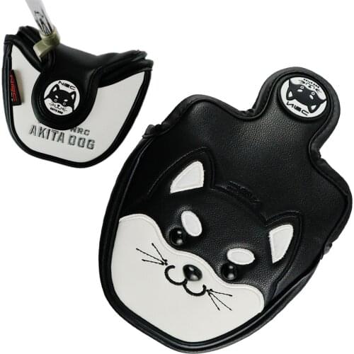 PU Leather Cute Cartoon Shape Golf Mallet Putter Head Cover Magnet Headcover, 14x12cm