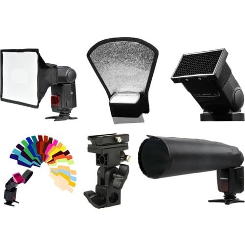 Photography Studio Universal Flash Kit Soft Box Reflector Plate Honeycomb Cover Color Filter Blister Hot Shoe Holder Base