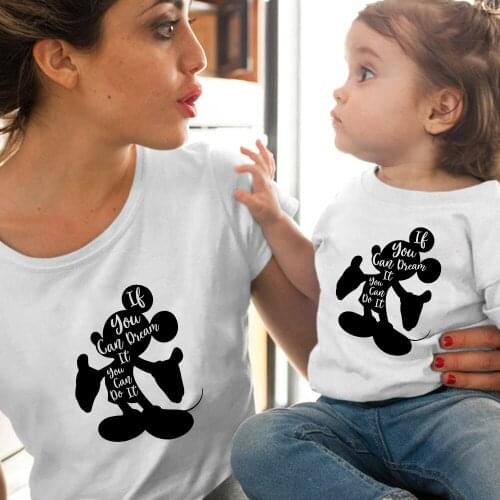 Mickey Mouse You Can Dream It You Can Do It Letter Famliy Look Tshirt Children Top Tees Adult Unisex Clothing