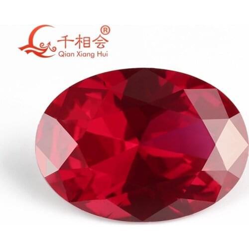 Oval shape general cut 5# red color artifical ruby corundum loose stone