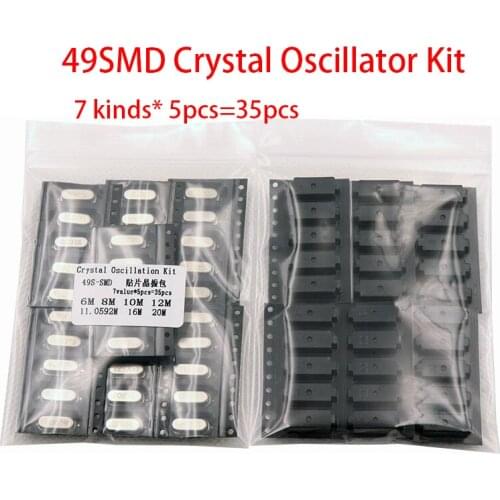 49S-SMD 35PCS/Lot SMD Crystals 6Mhz 8Mhz 10Mhz 12Mhz 16Mhz 20Mhz 11.0592Mhz Mhz 49SMD Crystal Oscillator Kit 7 kinds* 5pcs=35pcs