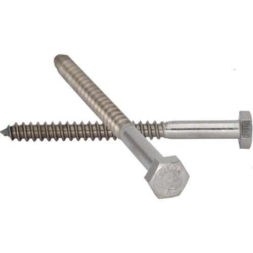 M6 M6*60 M6x60 M6*70 M6x70 M6*75 M6x75 DIN571 304 Stainless Steel SS Hexagon Hex Half Thread Bolt Wood Self Tapping Coach Screw
