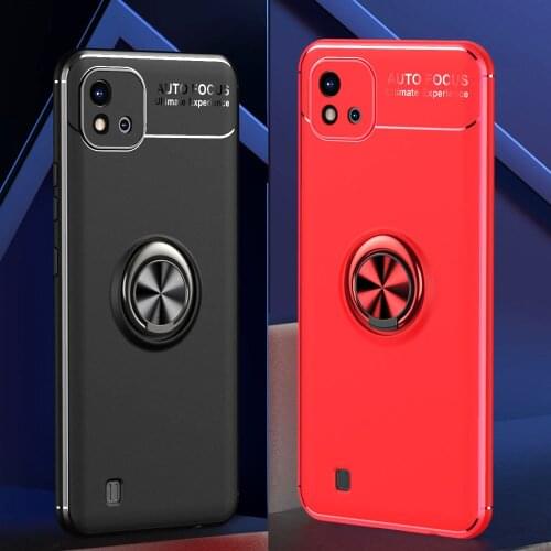 Magnetic Car Mount Protective Cover For OPPO Realme C20 Shockproof Finger Ring Stand Phone Cover Realme C21