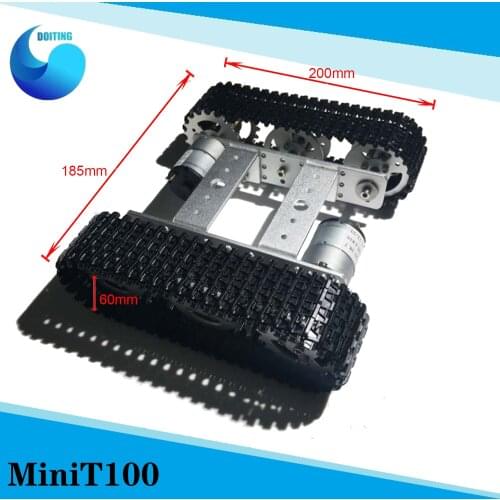 Metal Robot Tank Chassis mini T100 Crawler Caterpillar Tracked Vehicle with Plastic Tracked model diy teaching platform car