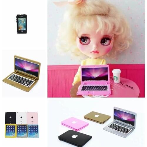 Mini Mobile Cute Simulation Mini laptop for 1/6 1/8 1/12 bjd Computer Dollhouse Miniature 1:12 Alloy Crafts Decoration