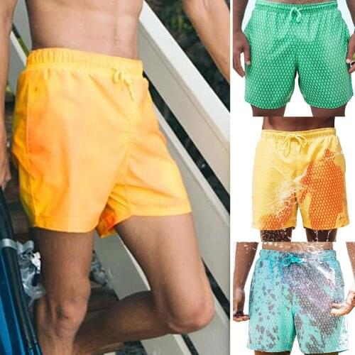 Summer Mens Beach Short Sexy Swimwear Swim Briefs Color Changing Beach Pants Swimming Trunks Shorts Swimsuit