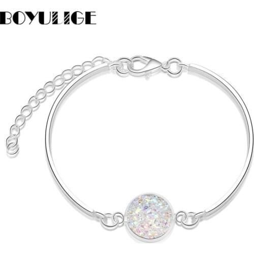 BOYULIGE 2018 New Women Bracelets & Bangles Gold And Silver Alloy Love Colorful Crystal Charm Bracelet For Women Jewelry Gift