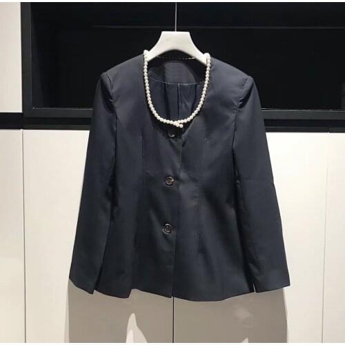 High 2021 New Ladies Quality Fashion Long Sleeve Round Neck Pearl Suit 0313