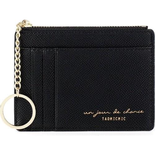 New Style Zipper Womens Short Pu Coin Purse Korean Version Of Mini Keychain Multi-Card Holder