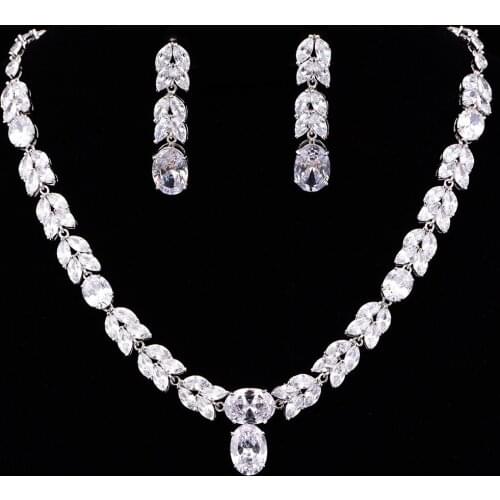 New Arrival Water Drop Cubic Zirconia Wedding Necklace Set For Women Party Jewelry Girlfriend Gift CZL-6044