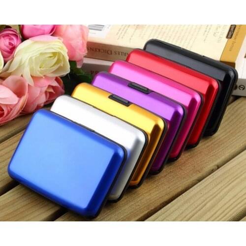 Wholesale Waterproof Business ID Credit Card Holder Wallet Pocket Case Aluminum Metal Shiny Side Anti RFID scan Cover Wholesale