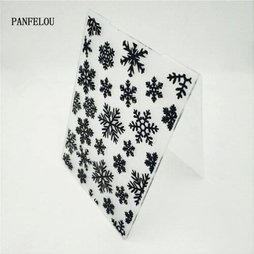 PANFELOU translucent snowflake Embossing folders Plastic For Scrapbooking DIY Template Fondant Cake Photo Album Card Making