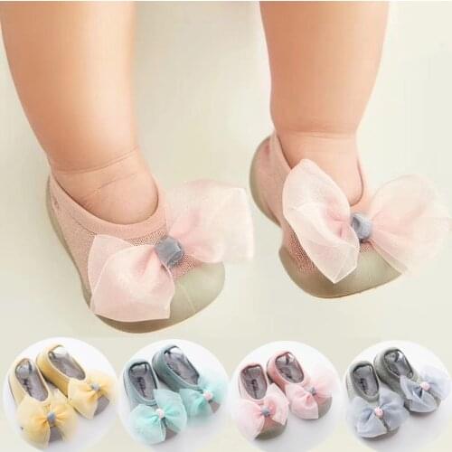 First shoes baby walkers baby girl shoes slippers soft rubber sole glitter baby shoes newborn baby booties bow sock shoe fashion