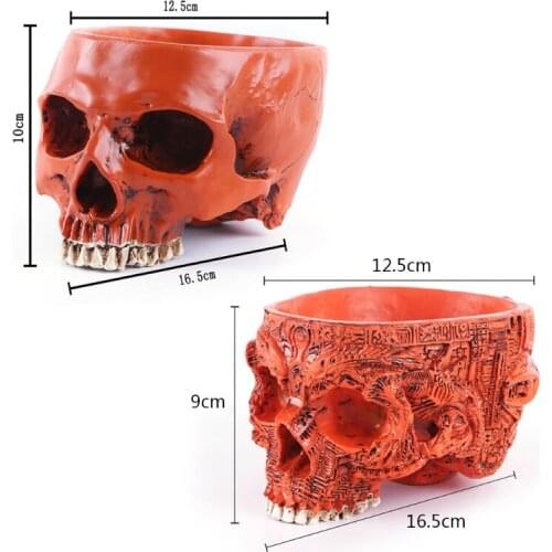 Resin Skull Head Shaped Flower Pot Planter Container Ornaments Garden Home Decor GXMA