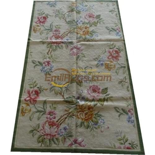 Hand-woven Wool Carpet With Needle Point Design New Price French Needlepoint 100% Wool Floral Carpet Knitted New Listing