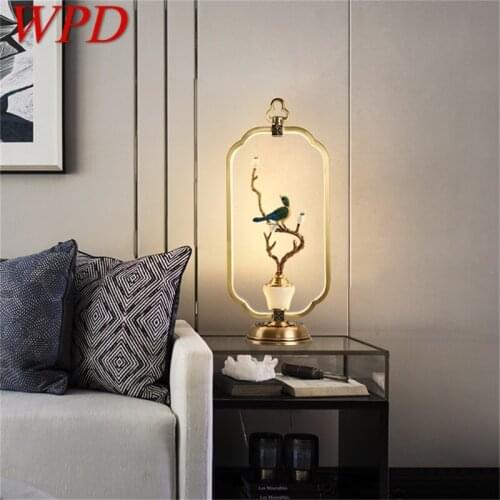 WPD Modern Table Lamp Brass LED Desk Light Luxury Jade Home Decorative for Bedside Living Room